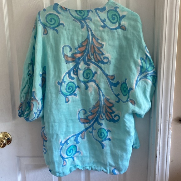 Winter Sun ladies M linen print open front jacket - Picture 4 of 5